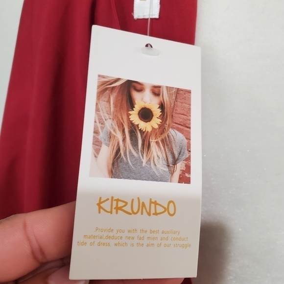 KIRUNDO red casual loose v neck short dress size XL net - Picture 8 of 11